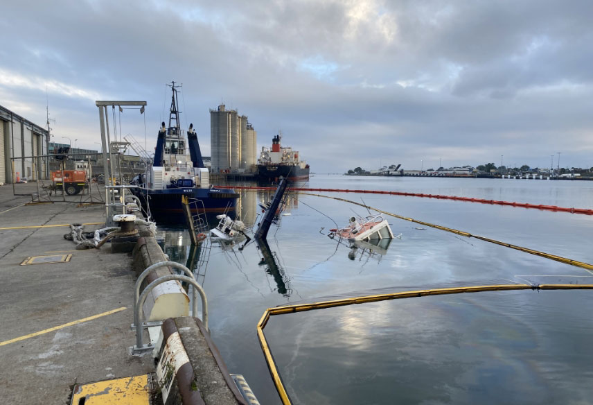 Marine incident involving sunken boats in Tasmania